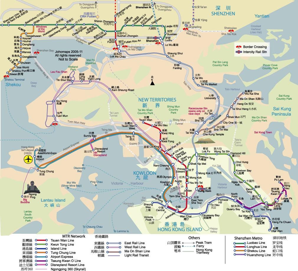 kat jeyografik nan Hong Kong transpò piblik